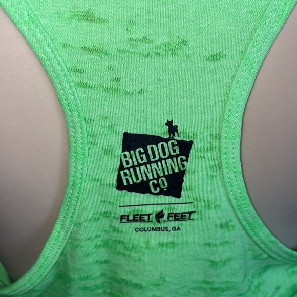 “ I Run To Burn Off The Crazy” Racerback Heathered Lime Green Workout Tank Top - Picture 6 of 8